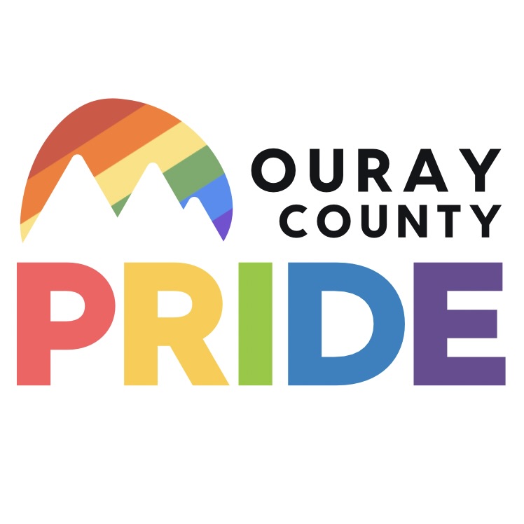 Ouray County Pride logo with rainbow mountains